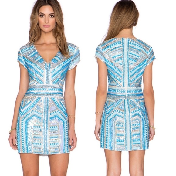 Parker Dresses & Skirts - Parker Serena Sky Blue Sequin Embellished Cocktail Dress sz 8